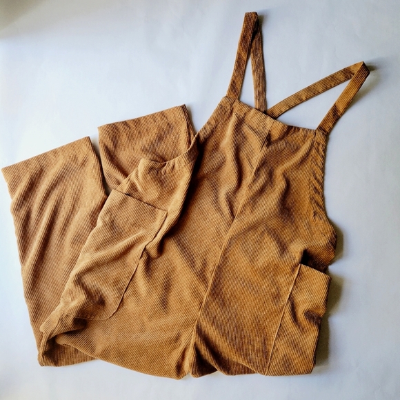 easel Pants - Easel Brown Corduroy Relaxed Fit Cropped Overall Size Medium